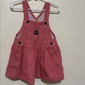 baby B’gosh red & white striped overall dress baby girl toddler 18 months